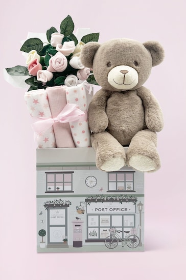 New Baby Pink Welcome Hamper with Frankie Bear Soft Toy