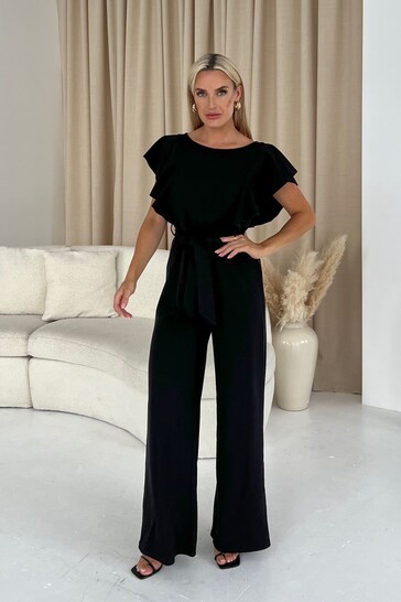 Buy Girl In Mind Black Petite Tamara Frilled Jumpsuit from the Next UK ...