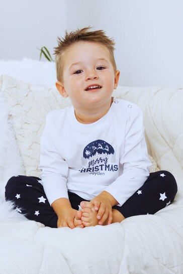 Personalised Christmas Snowglobe Pyjama Set for Babies by Percy & Nell