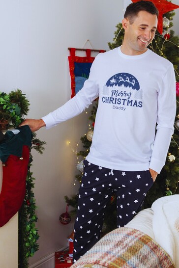 Personalised Christmas Snowglobe Pyjama set for Men by Percy & Nell