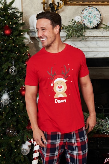 Personalised Christmas Reindeer Mens Pyjamas by Dollymix