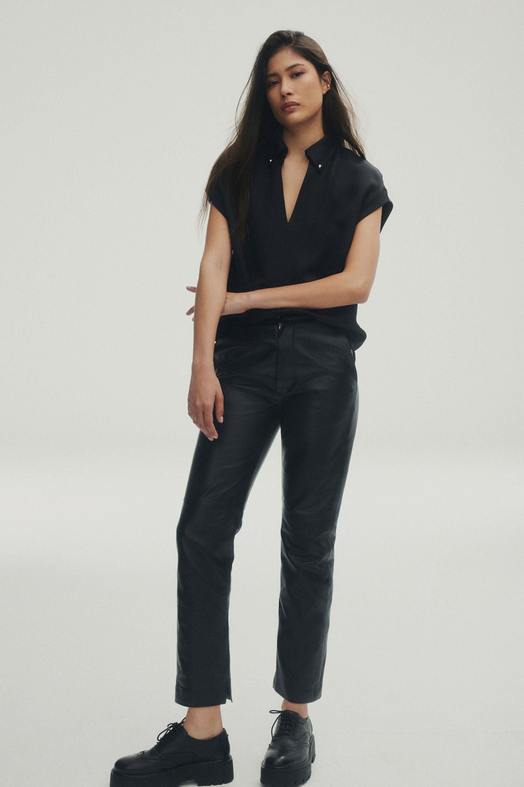 Real leather best sale trousers womens uk