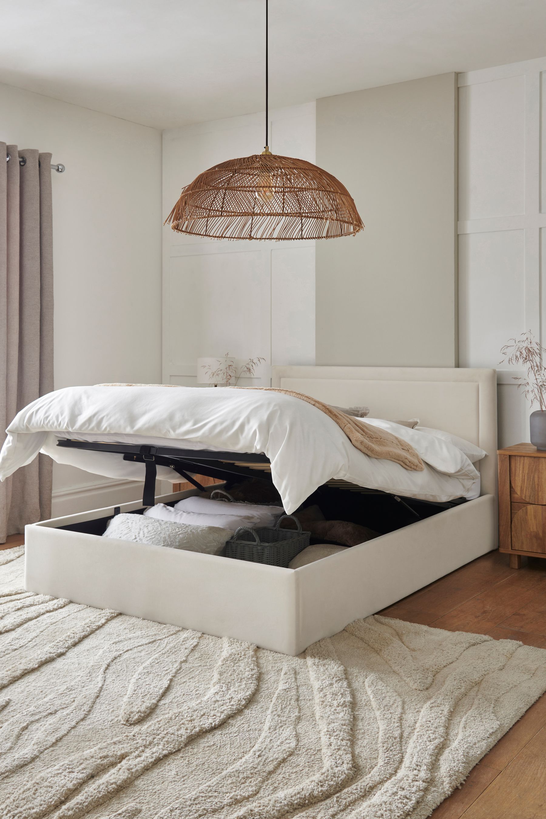 Soft velvet clearance ottoman bed