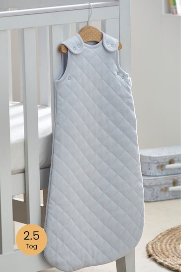 Blue Quilted 2.5 Tog Baby 100% Cotton Sleep Bag
