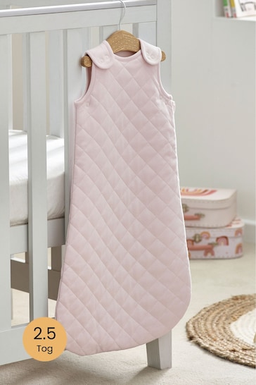 Pink Quilted 2.5 Tog Baby 100% Cotton Sleep Bag