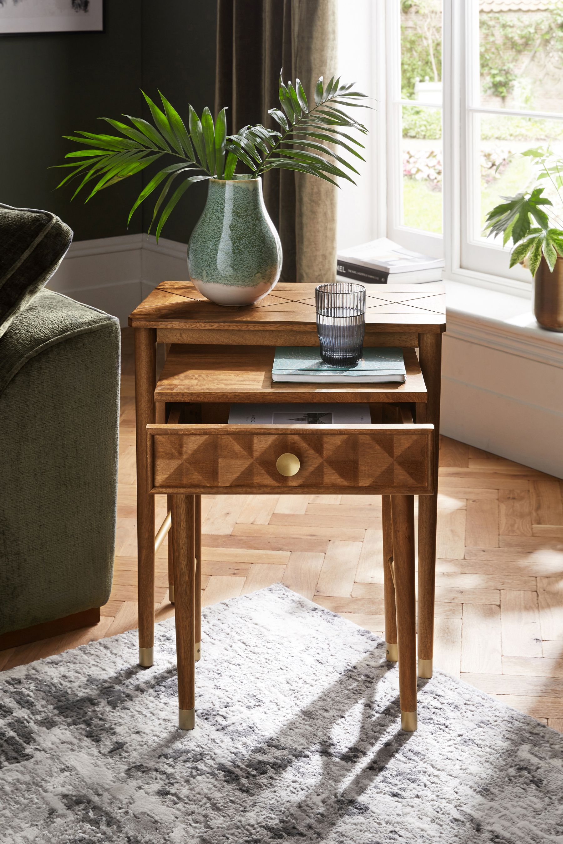 Dark Lloyd Mango Storage Wood Storage Nest of Tables