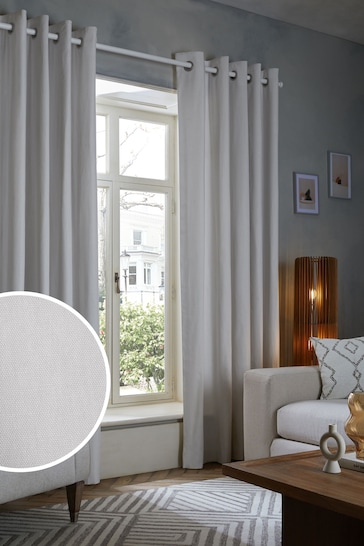 Cloud Grey Cotton Blackout/Thermal Eyelet Curtains