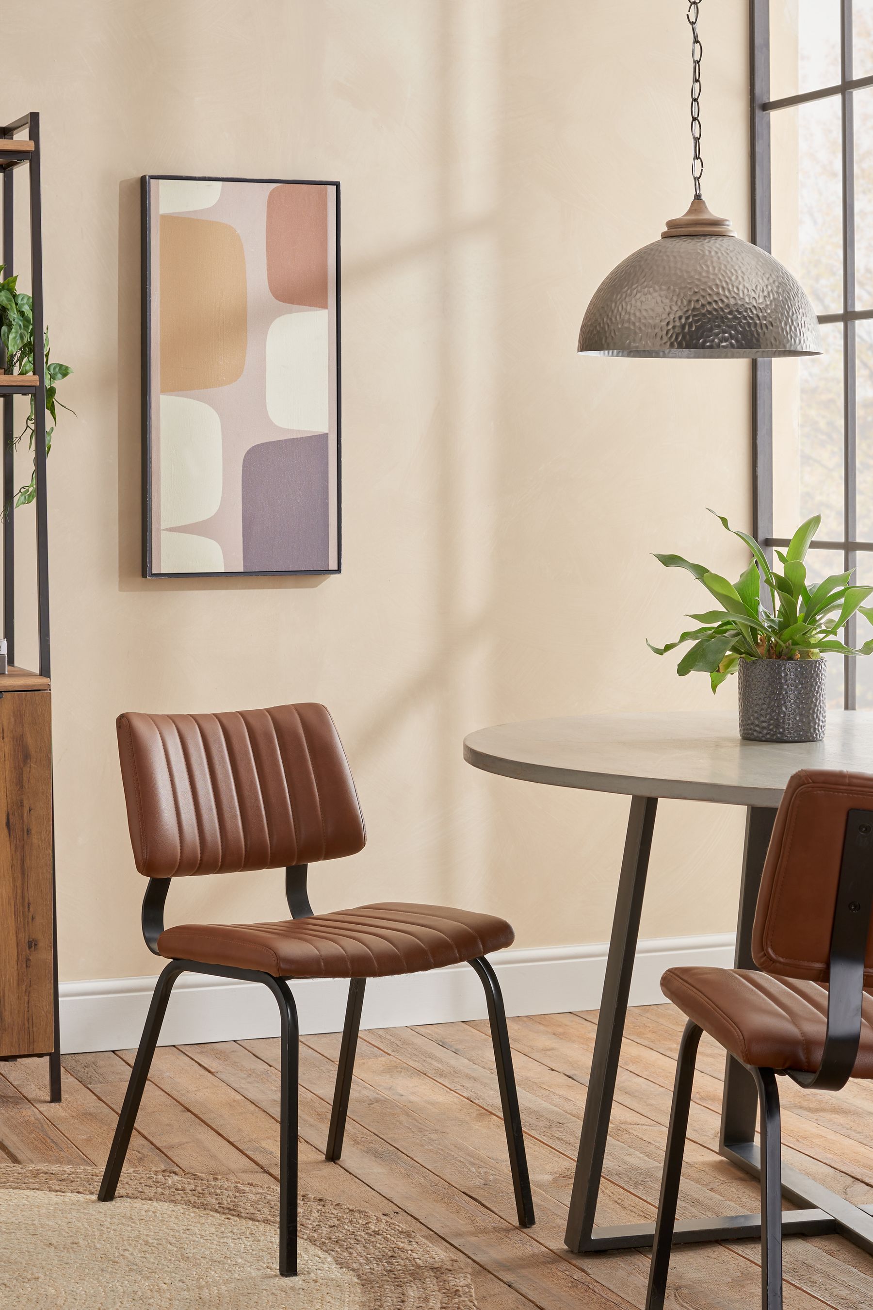Buy Set of 2 Faux Leather Tan Brown Aiden Non Arm Dining Chairs