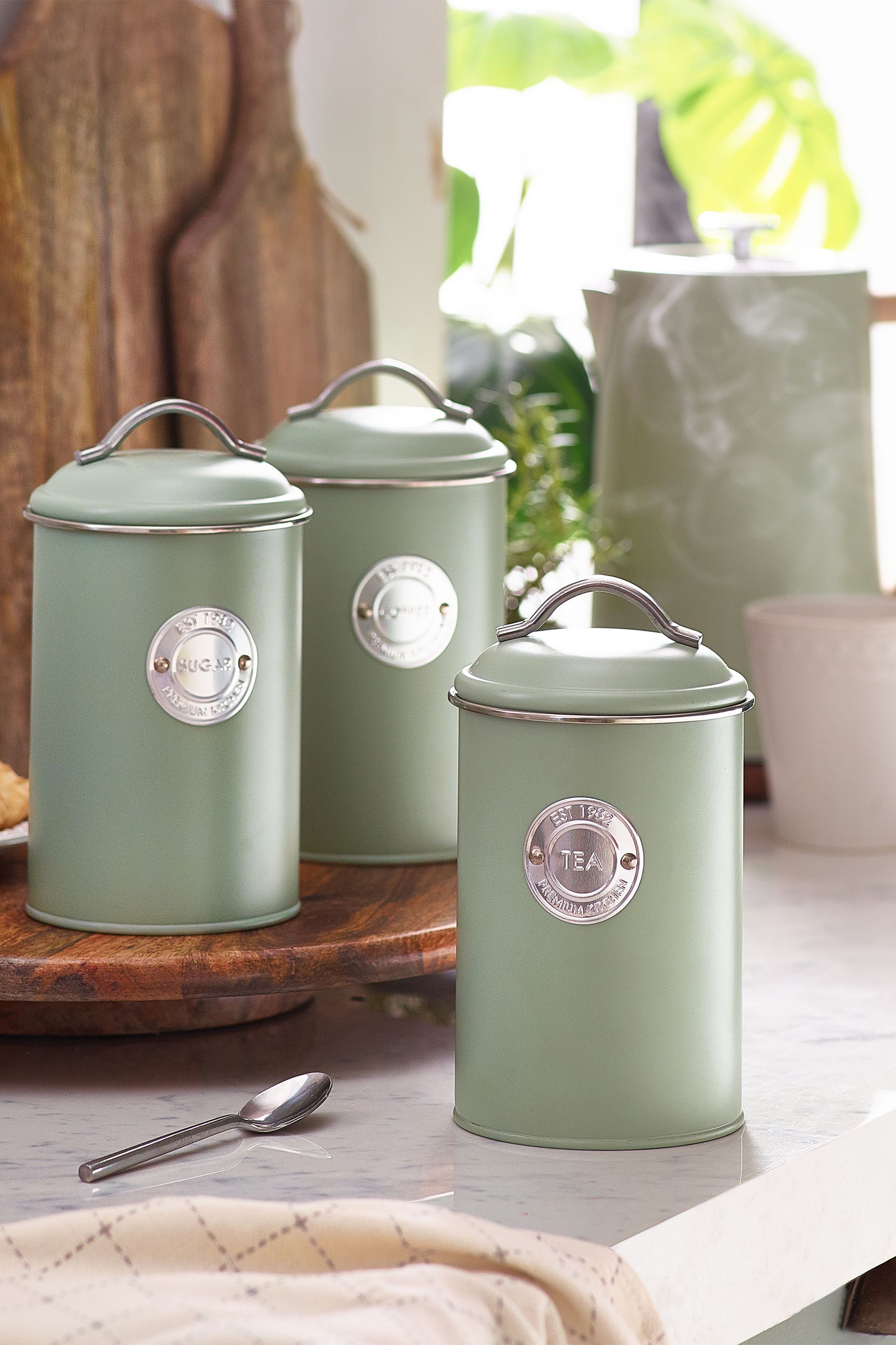 Sage tea coffee discount sugar canisters