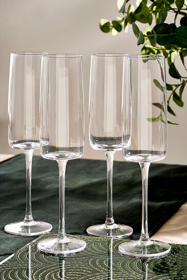 Clear Angular Champagne Flutes