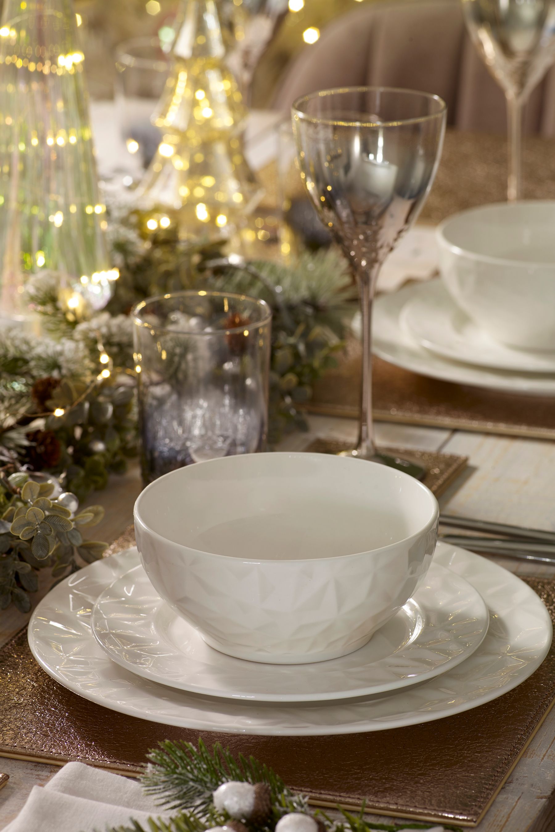 Buy 12 Piece White Mode Embossed Dinner Set 12 Piece Dinner Set
