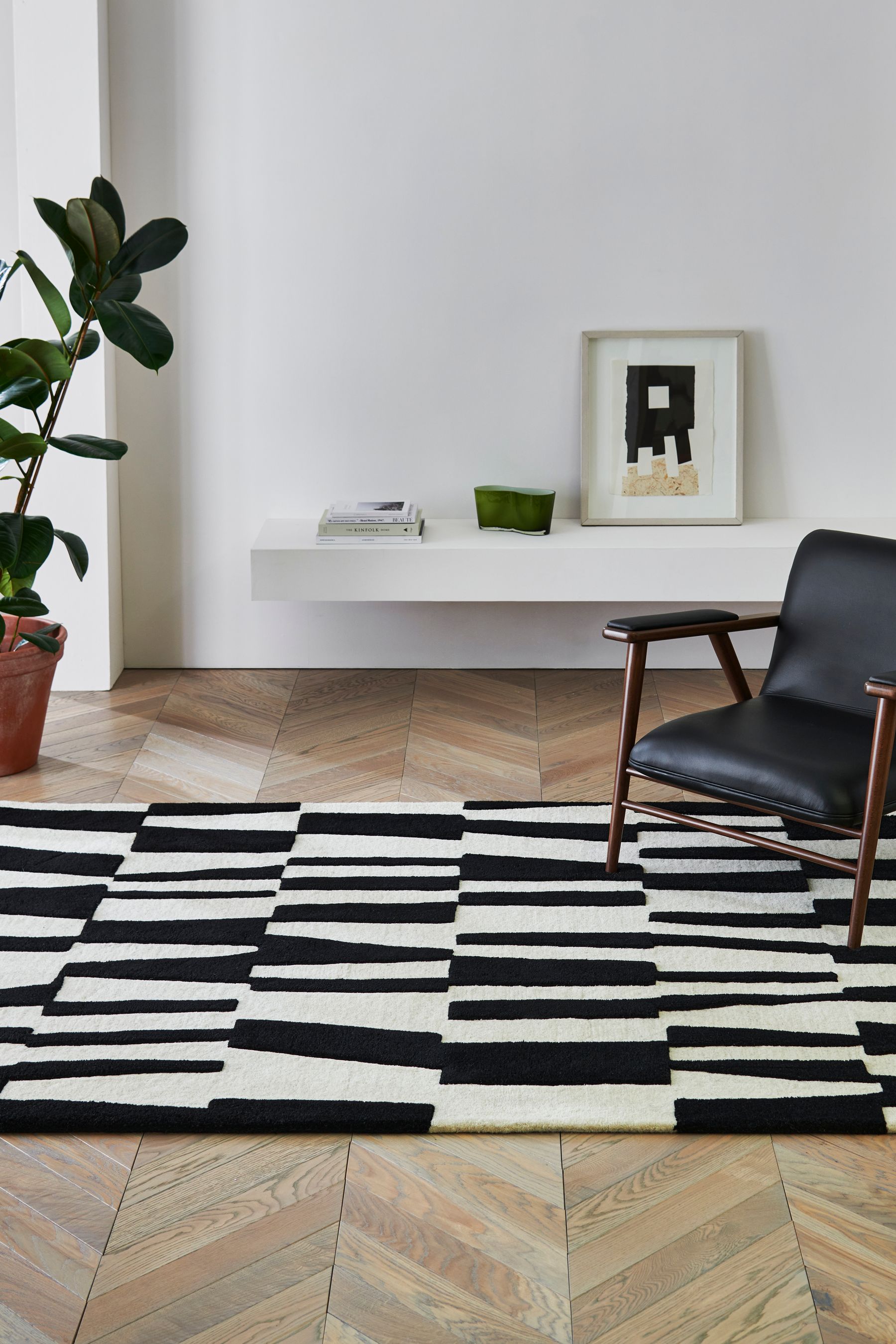Black deals white rug