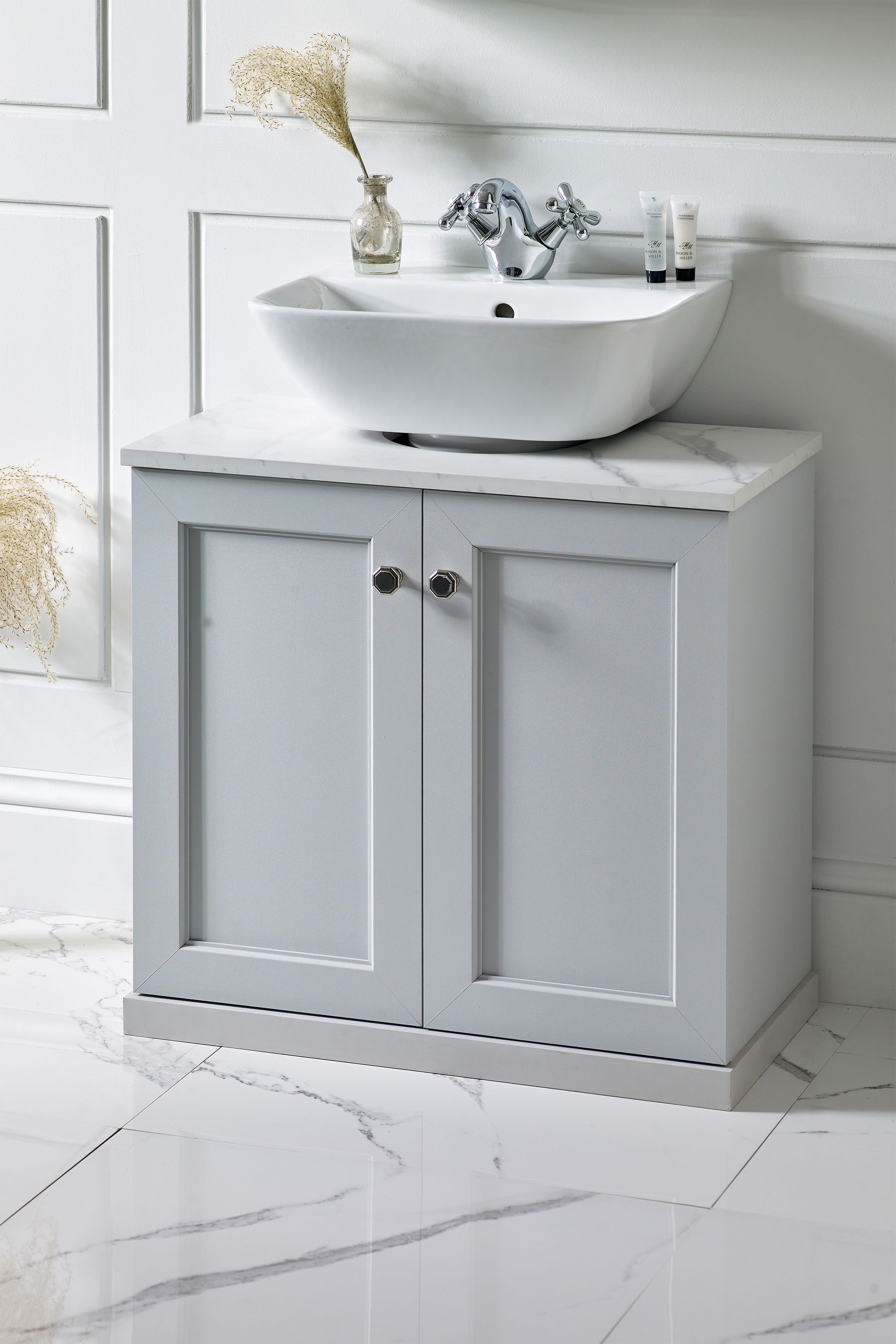 Grey under best sale sink storage