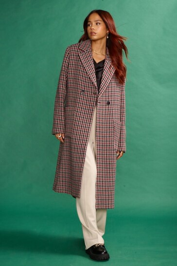 Another Sunday Formal Coat In Heritage Check Wool Blend In Brown