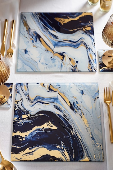 Navy Galaxy Glass Placemats Set of 2