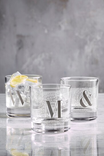 Silver Monogram Tumbler Glass