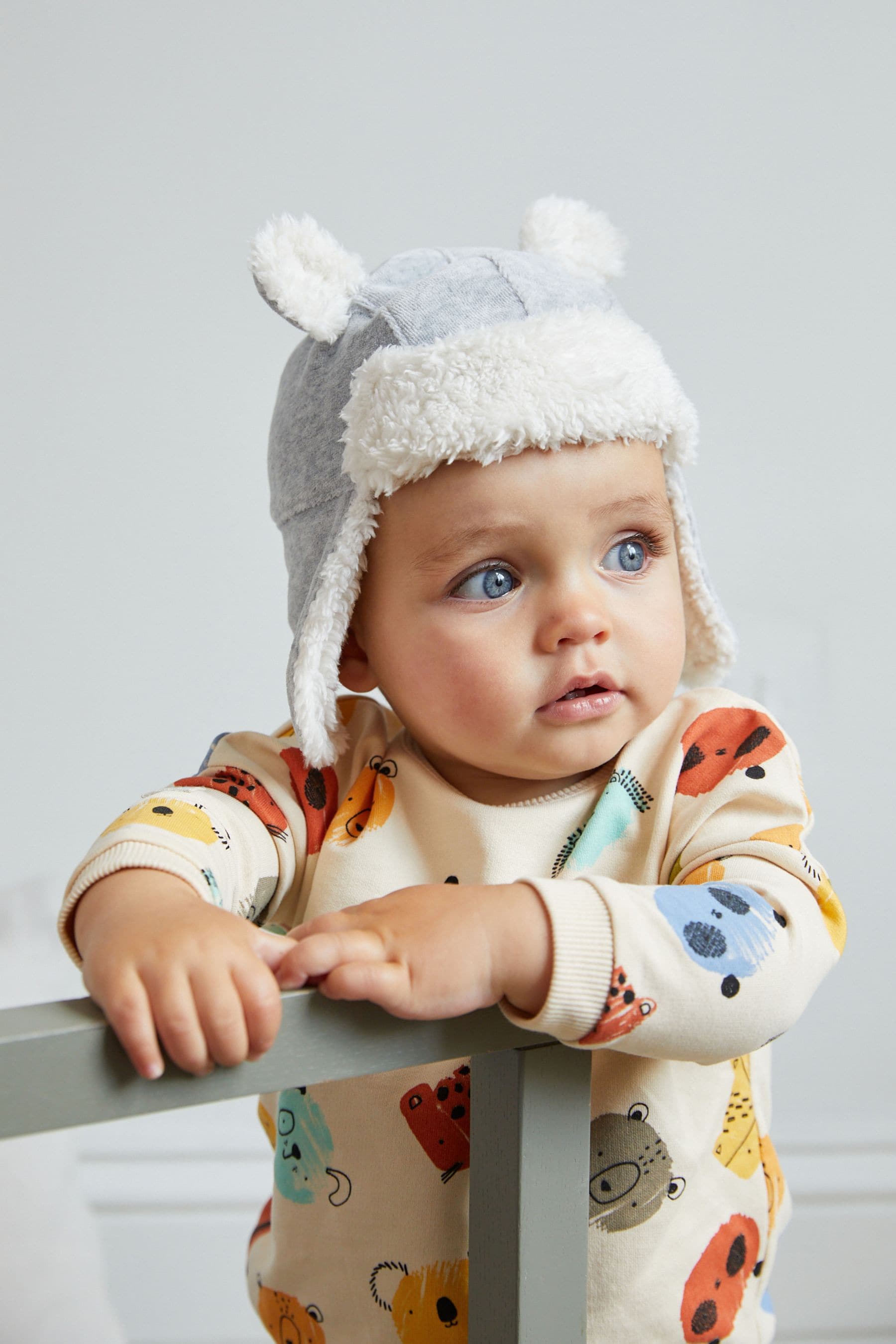 Buy Grey Baby Borg Trapper Hat 0mths 2yrs from the Next UK