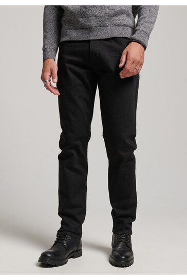 Superdry Black Organic Cotton Slim Straight Jeans