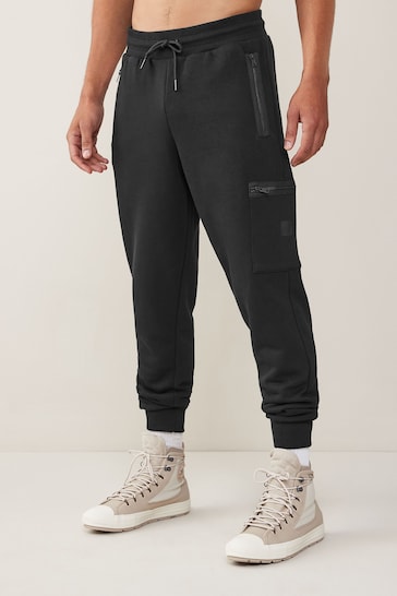 Buy Black Utility Cotton Rich Cargo Utility Joggers from the Next