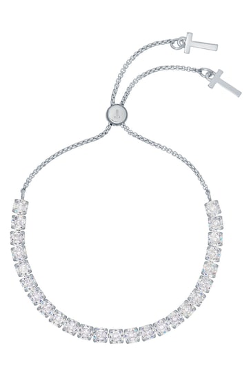 Ted Baker Silver Tone MELRAH: Crystal Adjustable Tennis Bracelet For Women