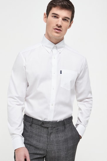 White Regular Fit Easy Iron Button Down Oxford Shirt