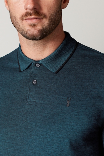 Buy Teal Blue Oxford Long Sleeve Pique Polo Shirt from the Next UK ...