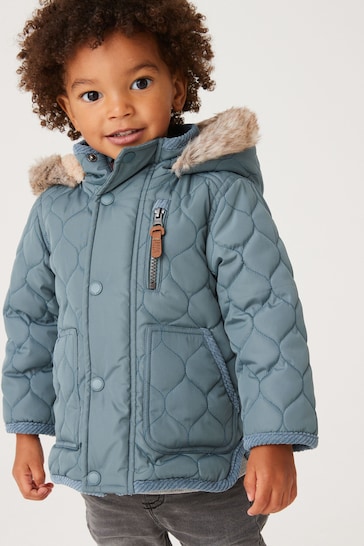 Buy Quilted Jacket With Faux Fur Trim (3mths-7yrs) from the Next UK ...