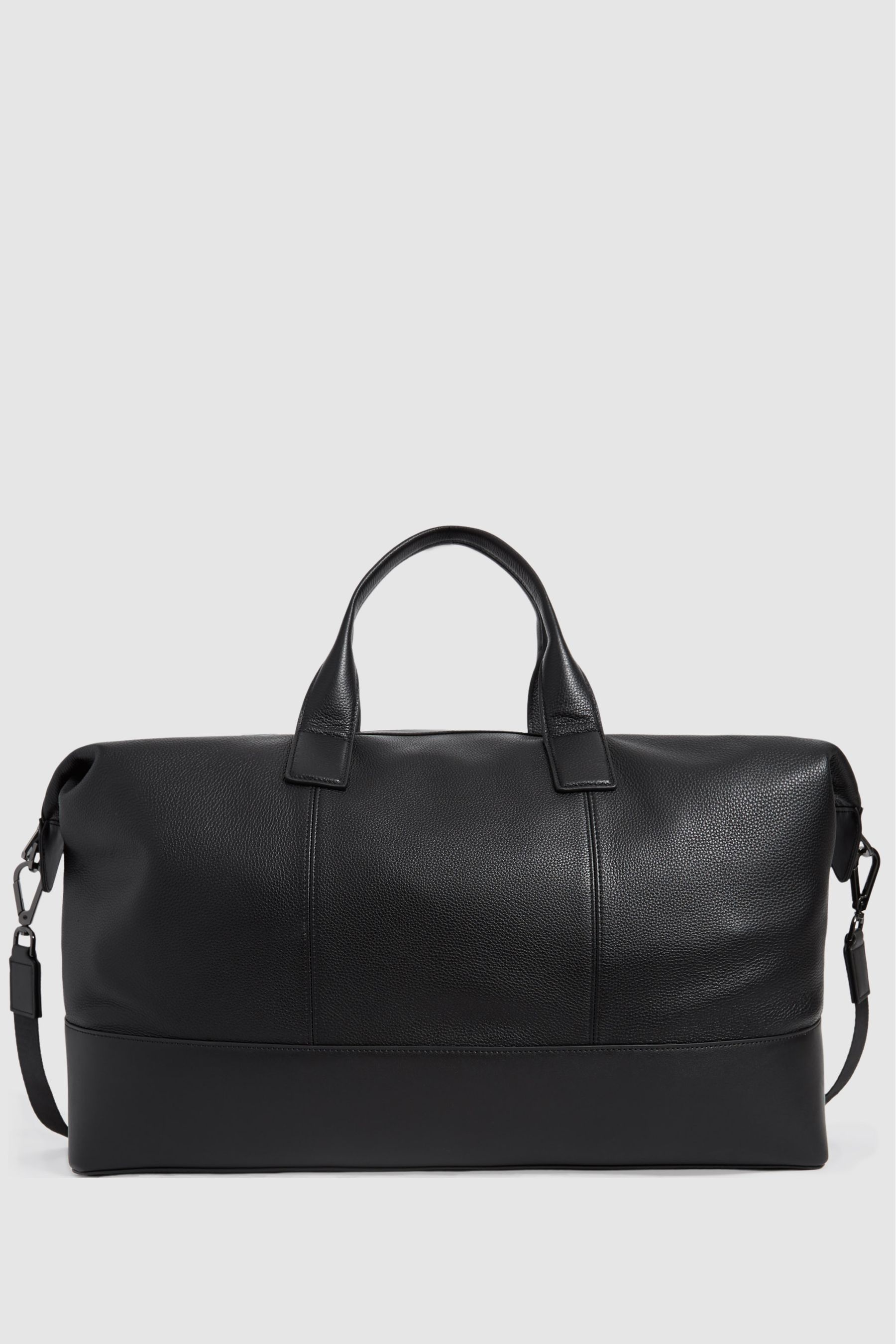 Reiss Black Carter Leather Travel Bag