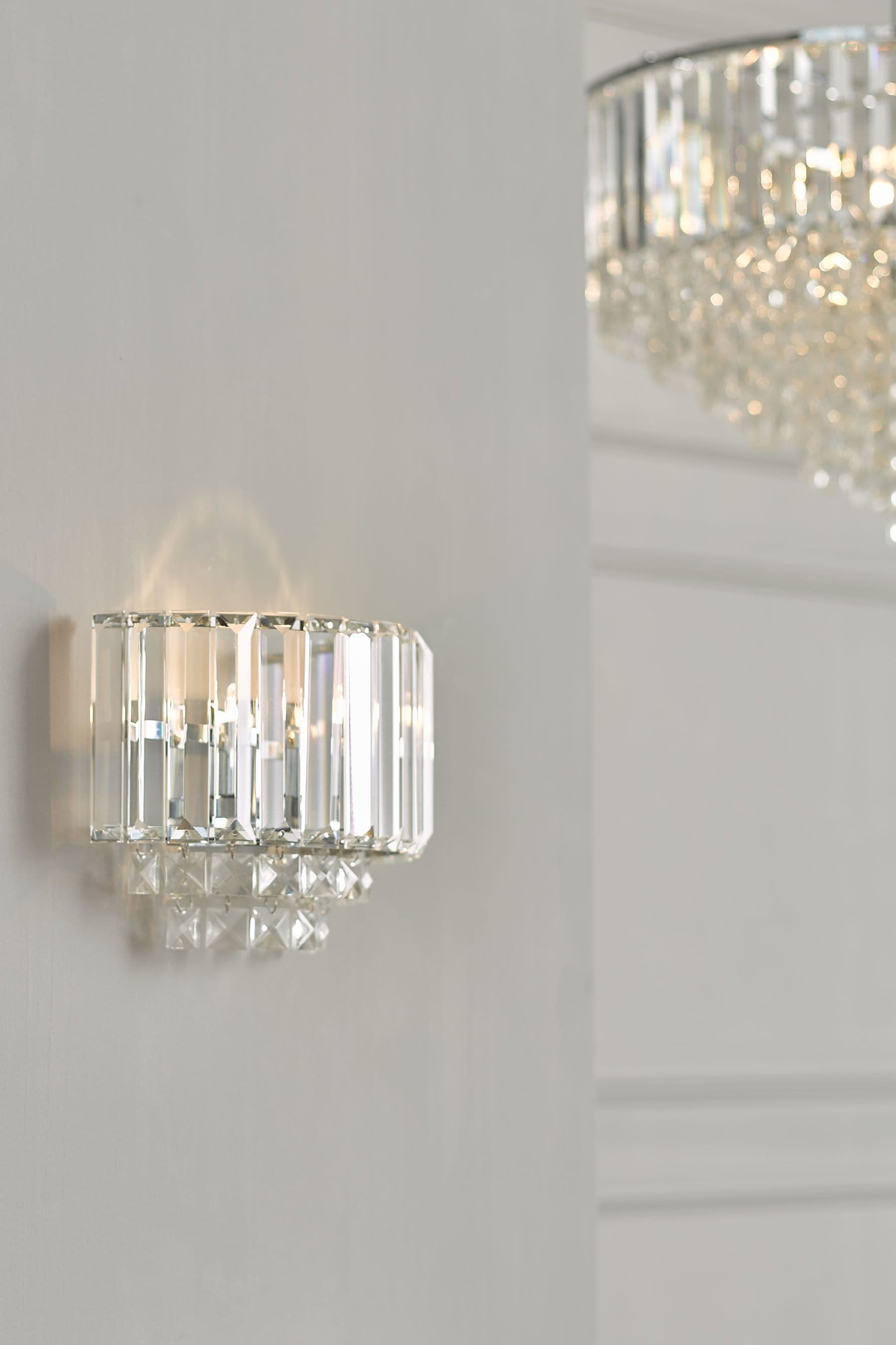 Chrome crystal store wall lights