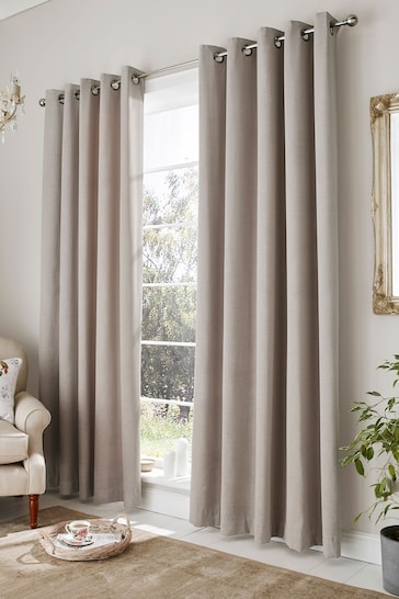 Laura Ashley Dove Grey Abbot Blackout Thermal Eyelet Curtains