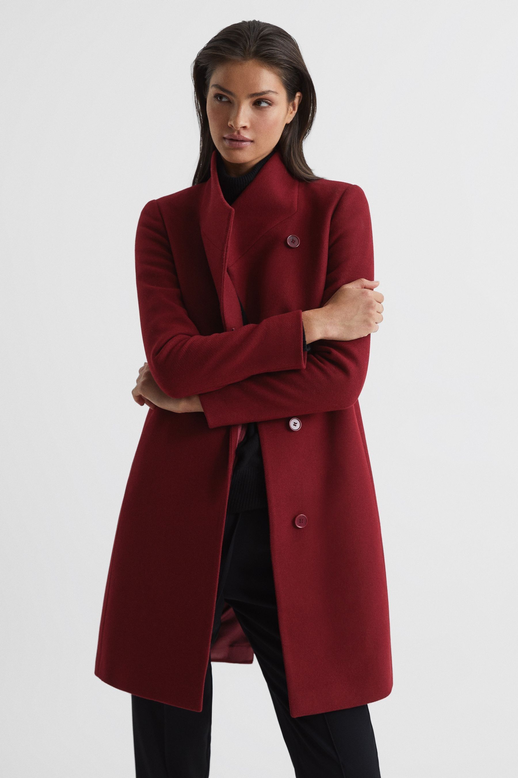 Buy Reiss Red Mia Wool Blend Mid-Length Coat from the Next UK online shop