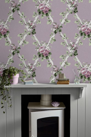 Laura Ashley Grape Purple Elwyn Wallpaper