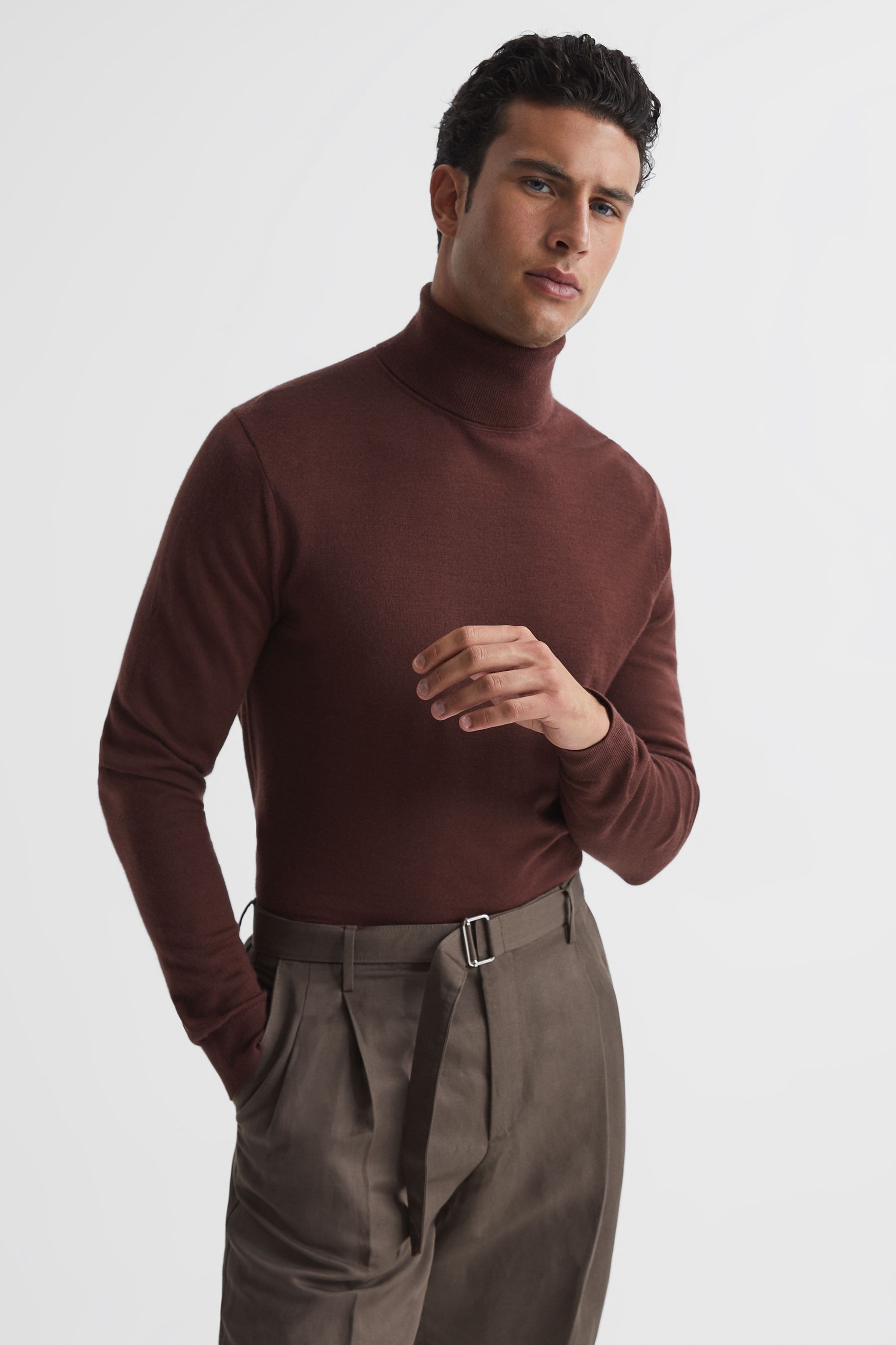 Buy Reiss Rust Caine Merino Wool Roll Neck Jumper from the Next UK ...