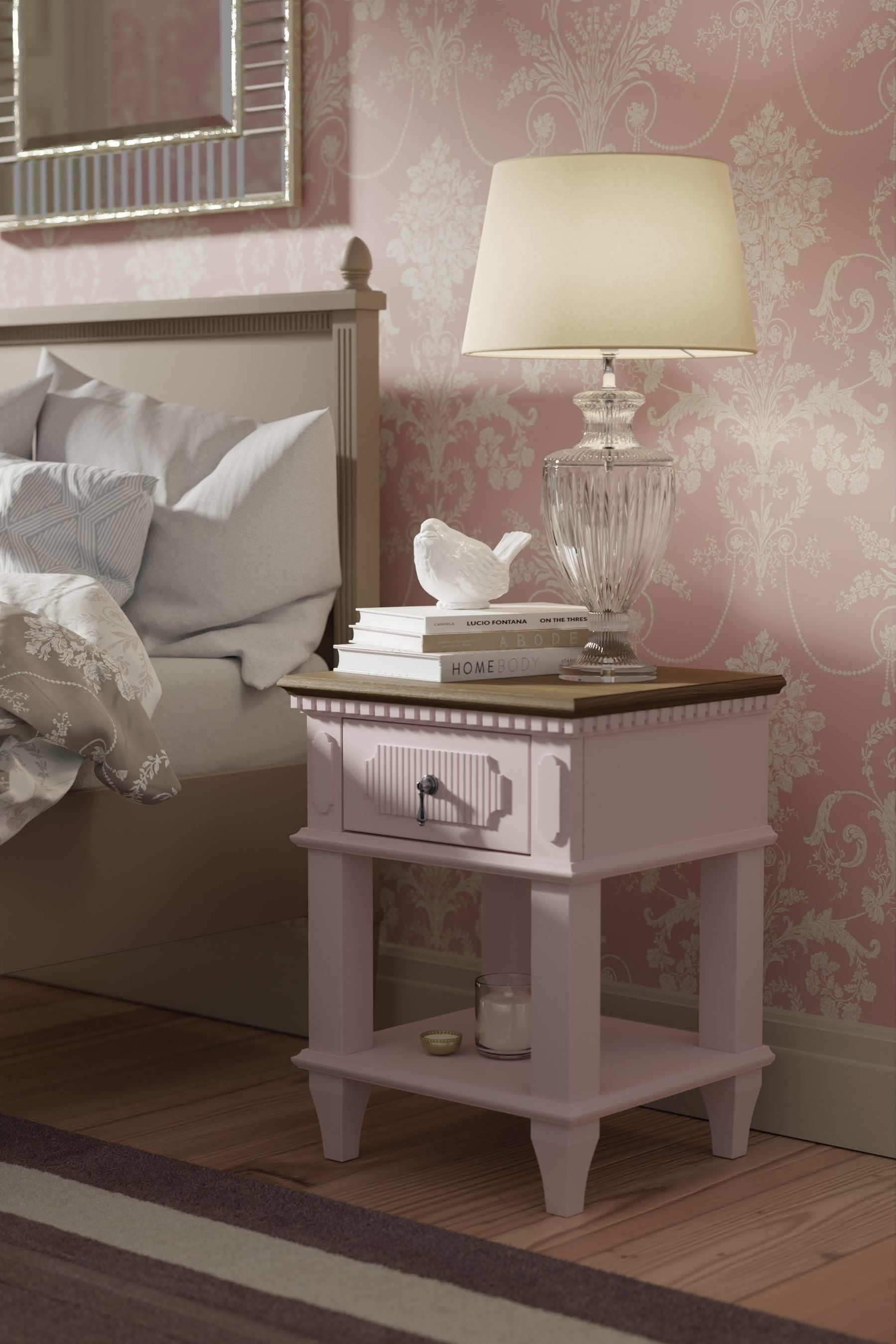 Blush pink discount bedside table