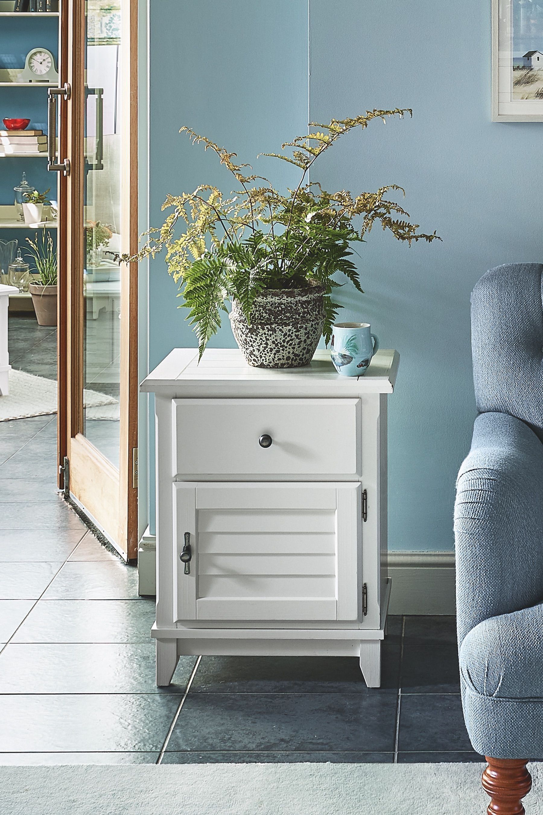 Laura Ashley White Devon 1 Drawer Bedside Table