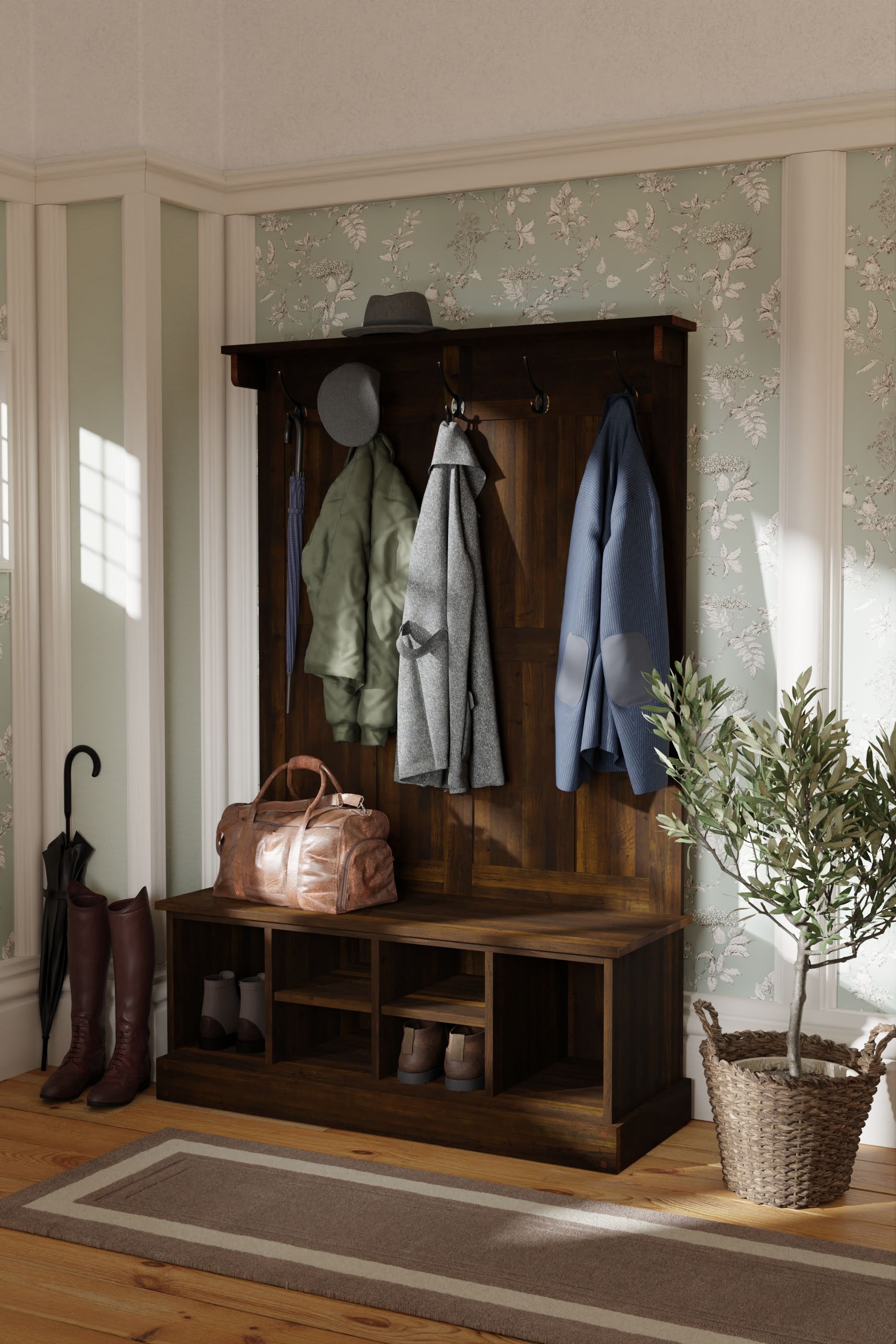 Seat and coat sales rack