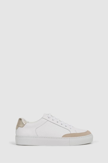 Reiss Gold Ashley Low Top Leather Trainers