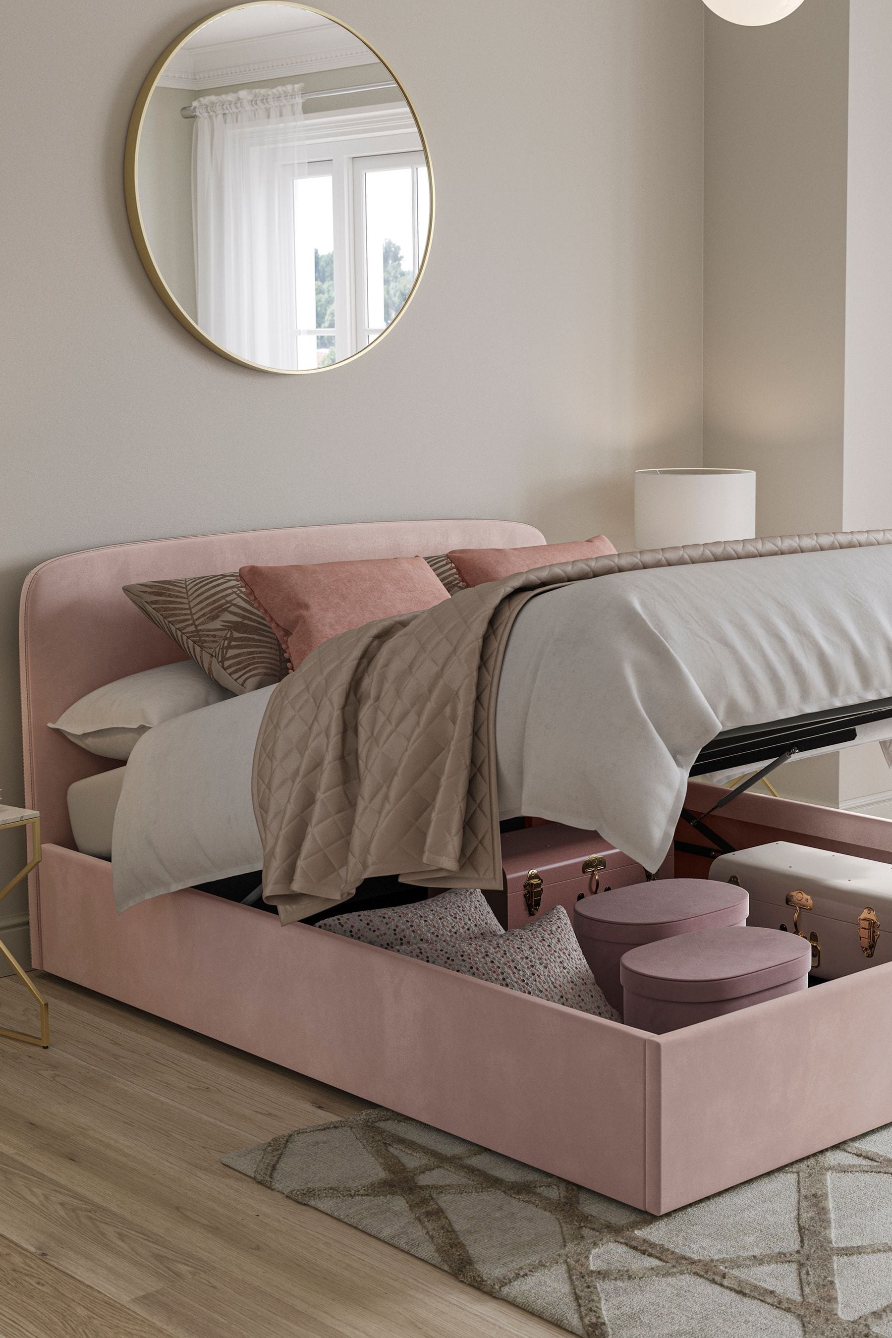 Pink bed deals frame with storage