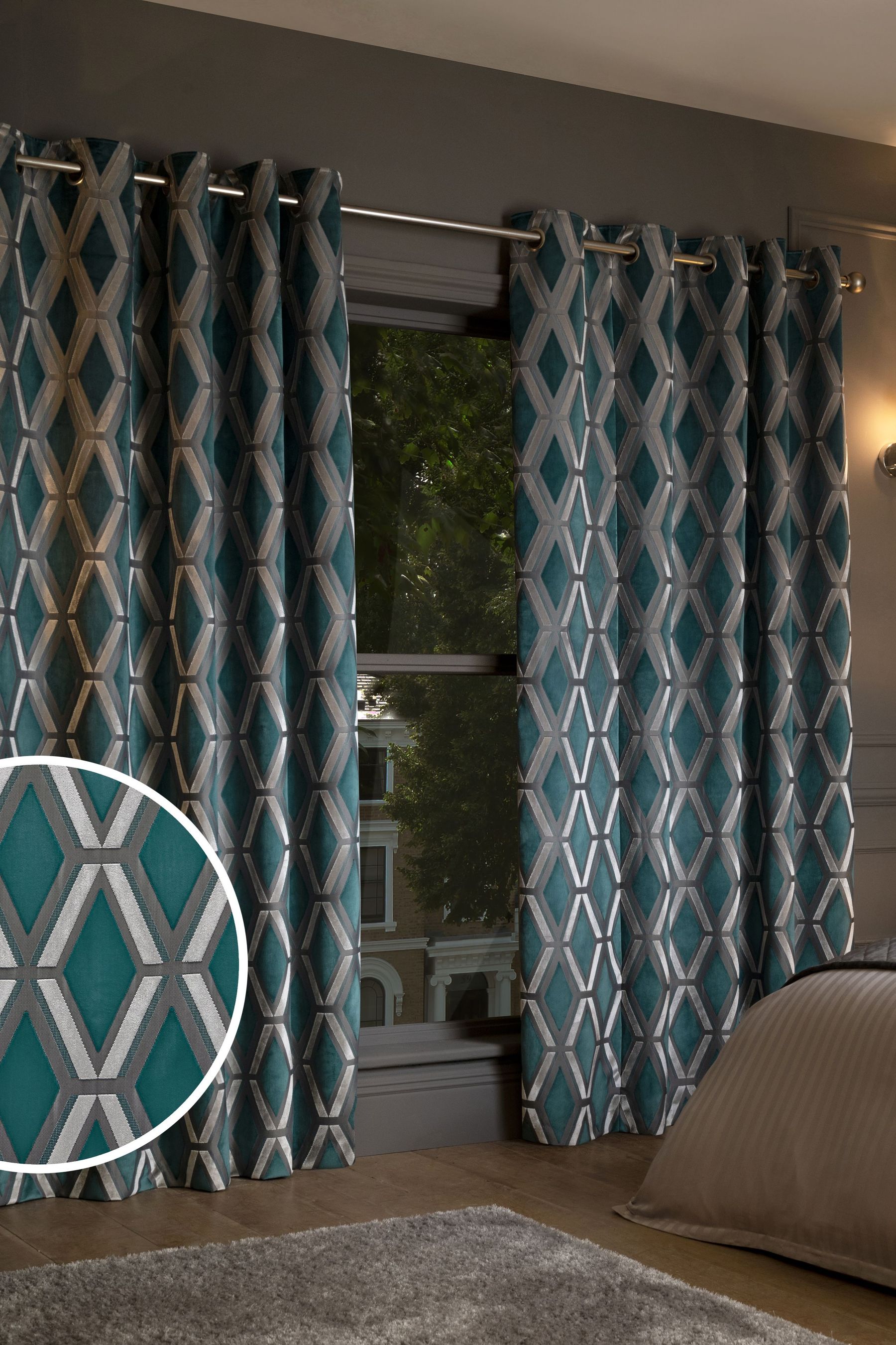 Teal sales velvet curtains