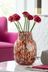 Dusky Pink & Red Glass Flower Vase