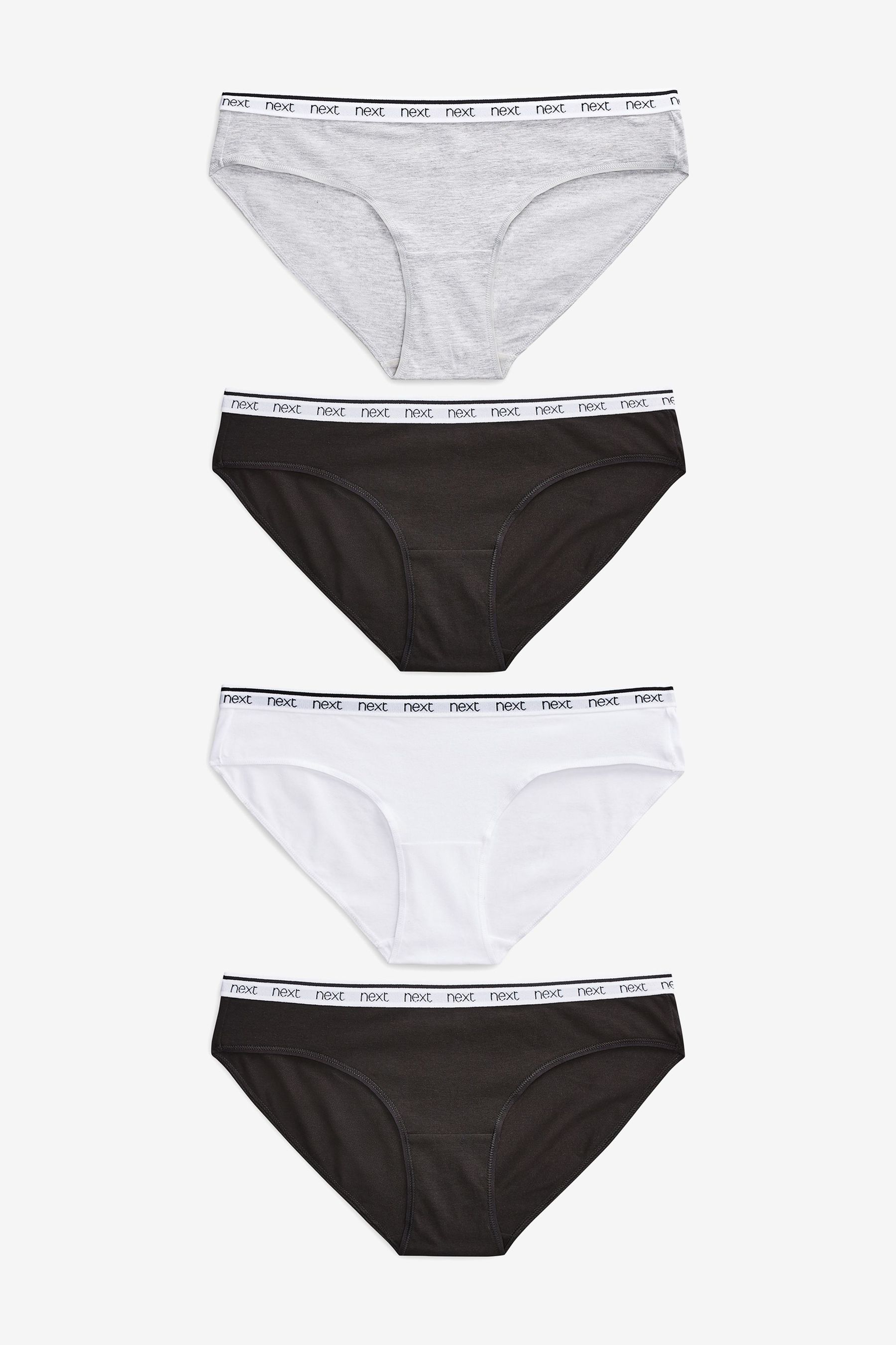 Monochrome Bikini Cotton Rich Logo Knickers 4 Pack