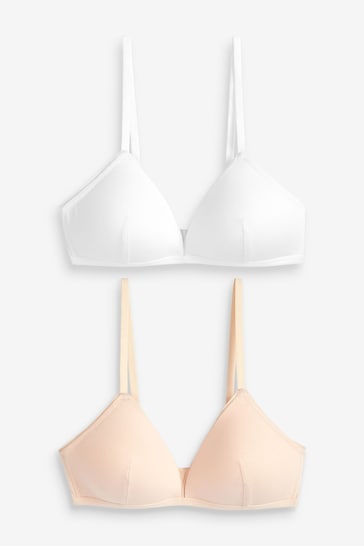 Nude/White First Bra Light Pad Non Wire Bras 2 Pack