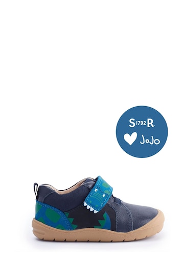 Start-Rite x JoJo Companion Dinosaur Navy Leather Riptape First Walker Shoes