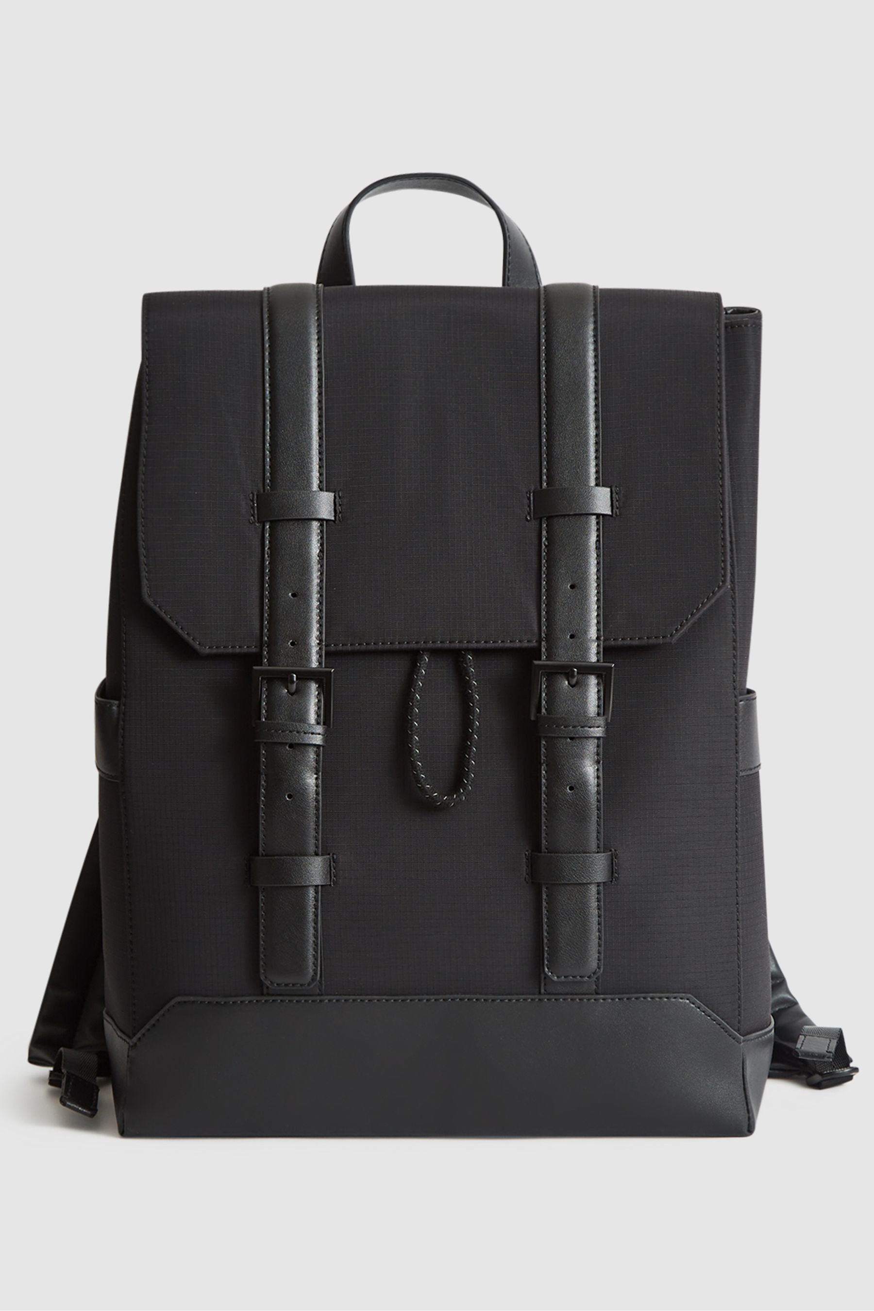Buy Reiss Black Bellingham Backpack Multi Pocket Nylon Backpack from ...