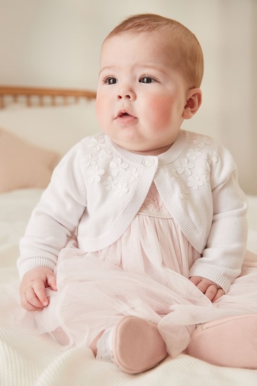White Knitted Baby Shrug Cardigan (0mths-2yrs)