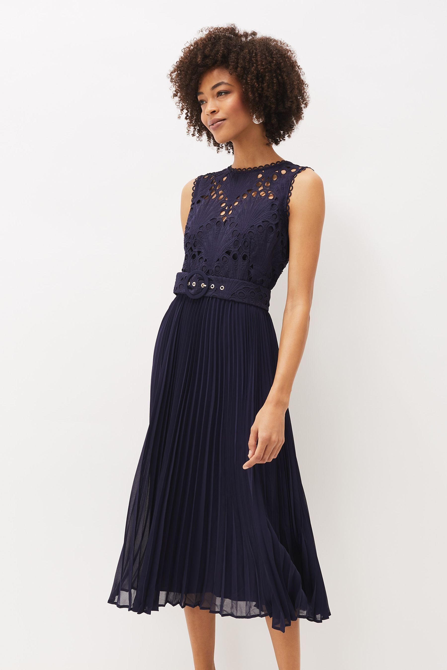 Buy Phase Eight Amora Blue Lace Bodice Pleated Dress from the Next