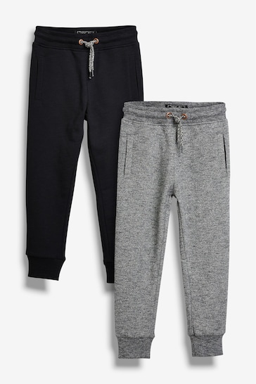 Black/Grey Slim Fit Cotton Rich 2 Pack Joggers (3-16yrs)