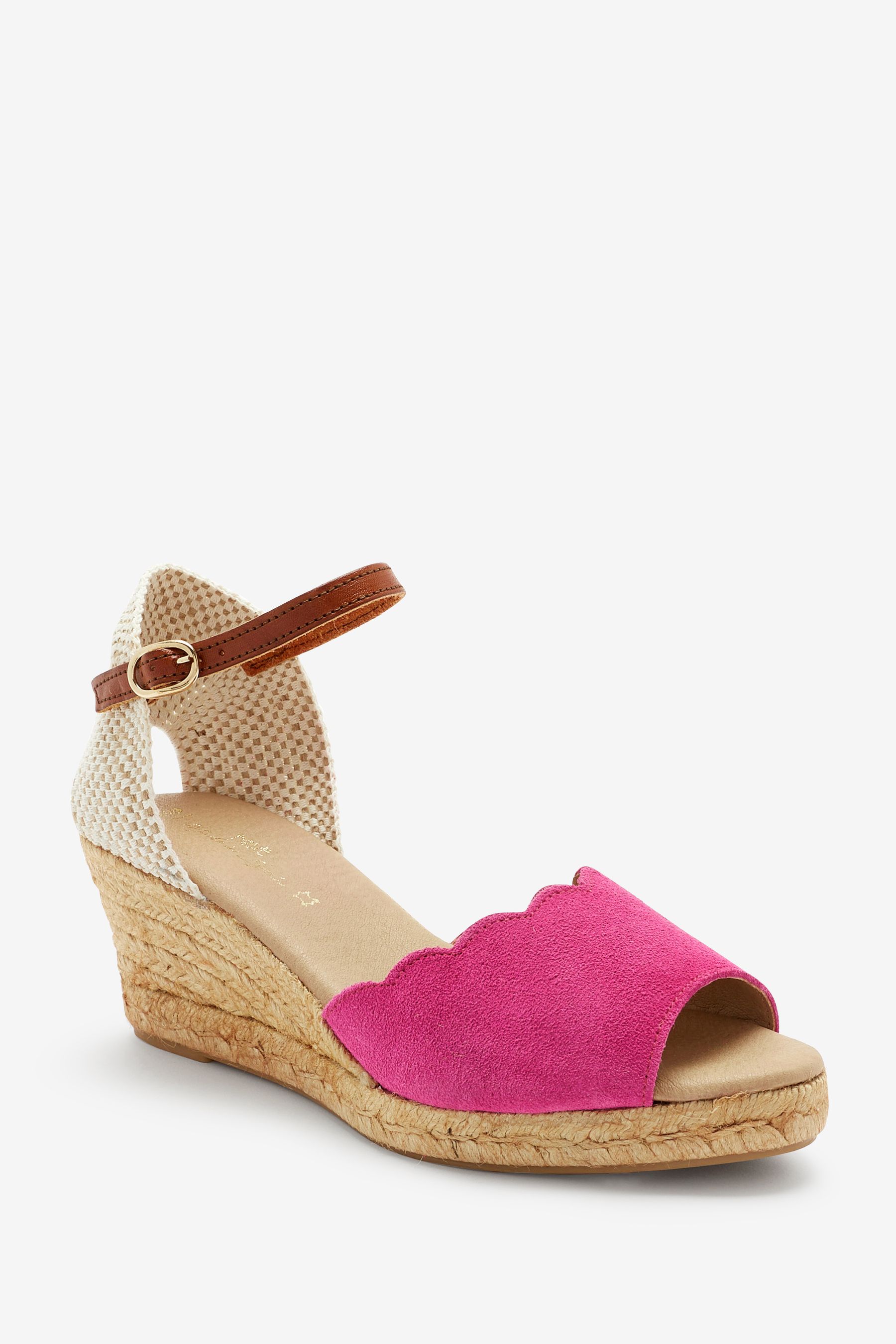 Buy Pink Forever Comfort® Scalloped Peep Toe Wedges From The Next Uk Online Shop 0408