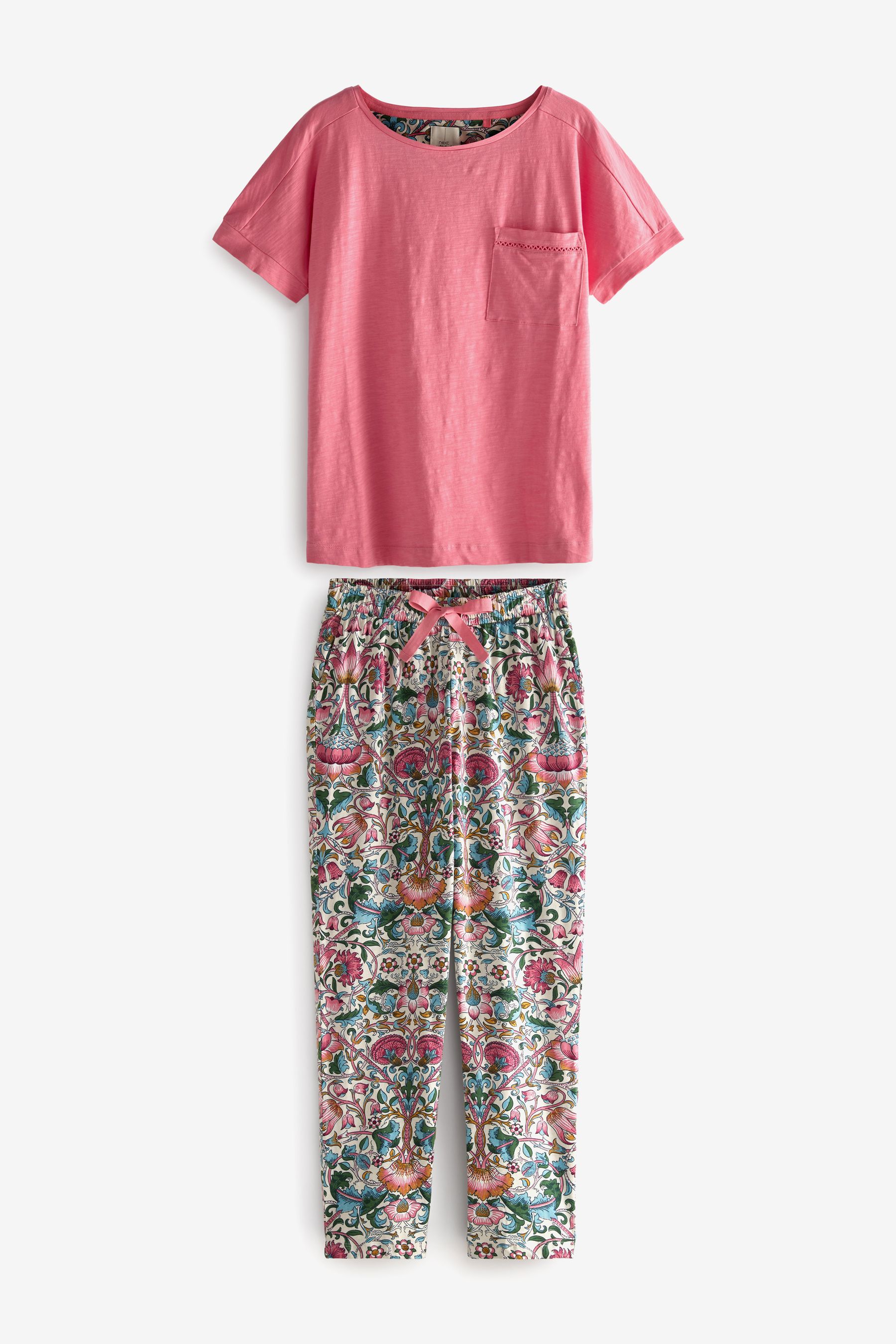 Buy Pink Floral Morris & Co. At Next Cotton Jersey Pyjamas from the ...