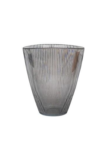 Ivyline Grey Charcoal Ribbed Vase